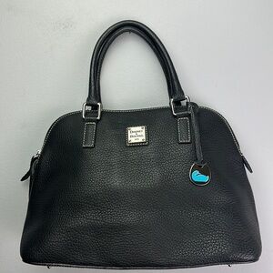 Dooney & Bourke Pebbled Grain Leather Bag Domed Zip Sachel Handbag Black Purse